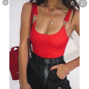 (New) Nada Clasp Bodysuit - Red